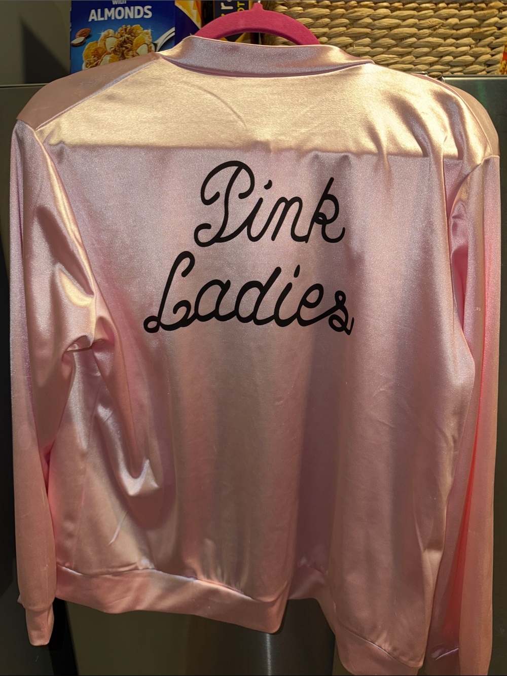 Pink Ladies Satin Grease Jacket 1950s Sandy Rizzo Frenchie Zip Up Women LRG NEW